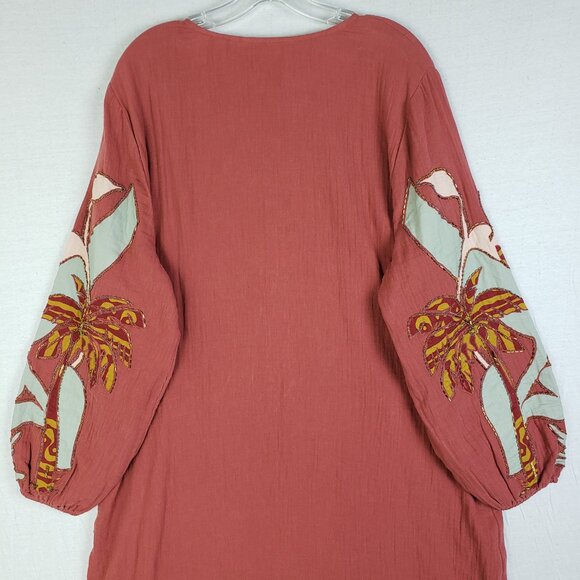 Soft Surroundings Terracotta Floral Long Sleeve Dress - Picture 9 of 16